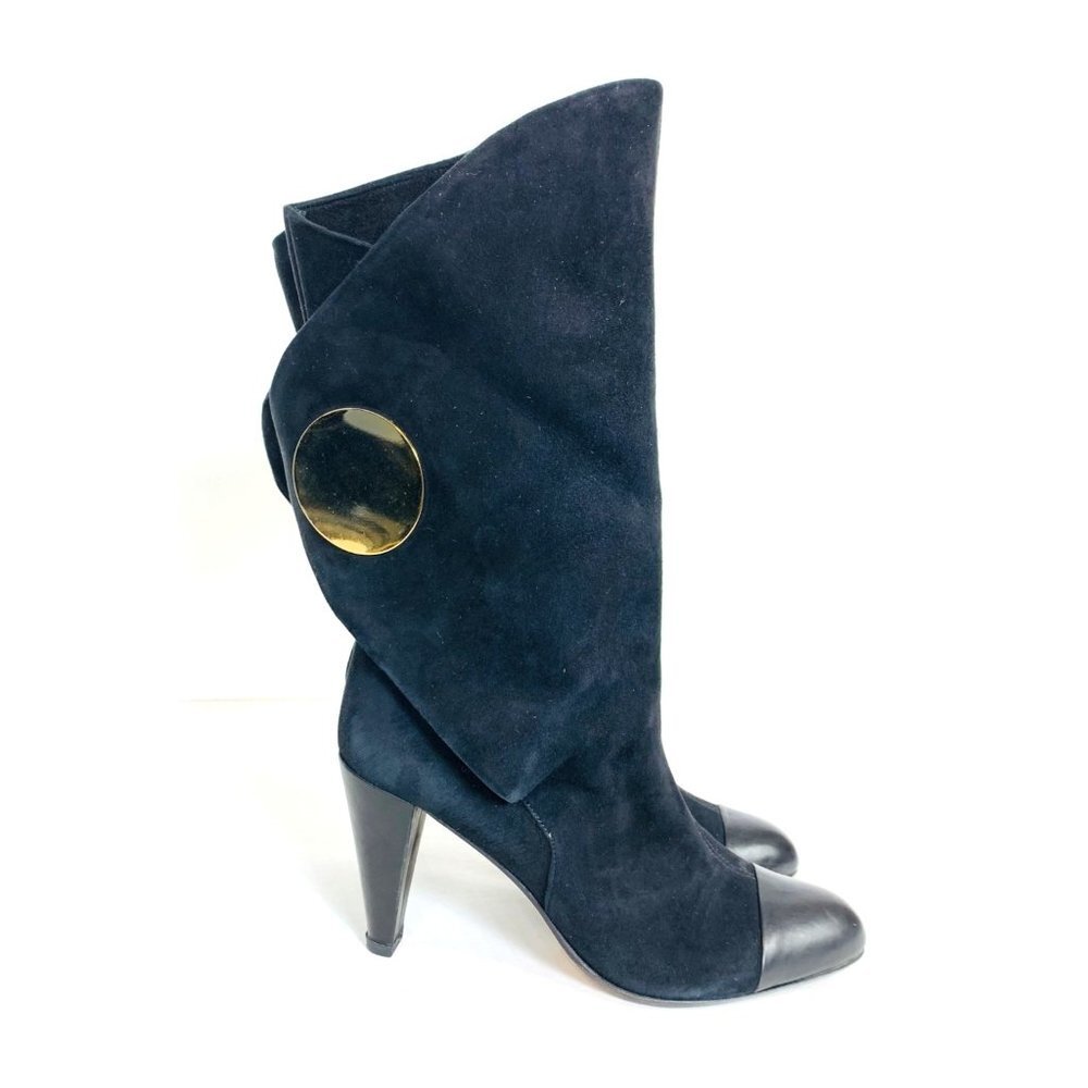 TE CASAN black Suede leather Calf booties Italy 36